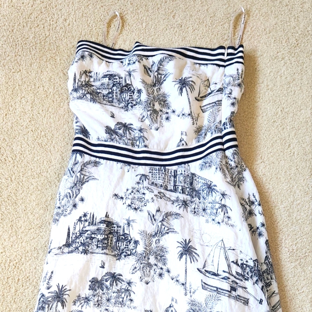 ￼Tommy Bahama Marceau Toile Linen Strapless Sundress - Picture 2 of 3